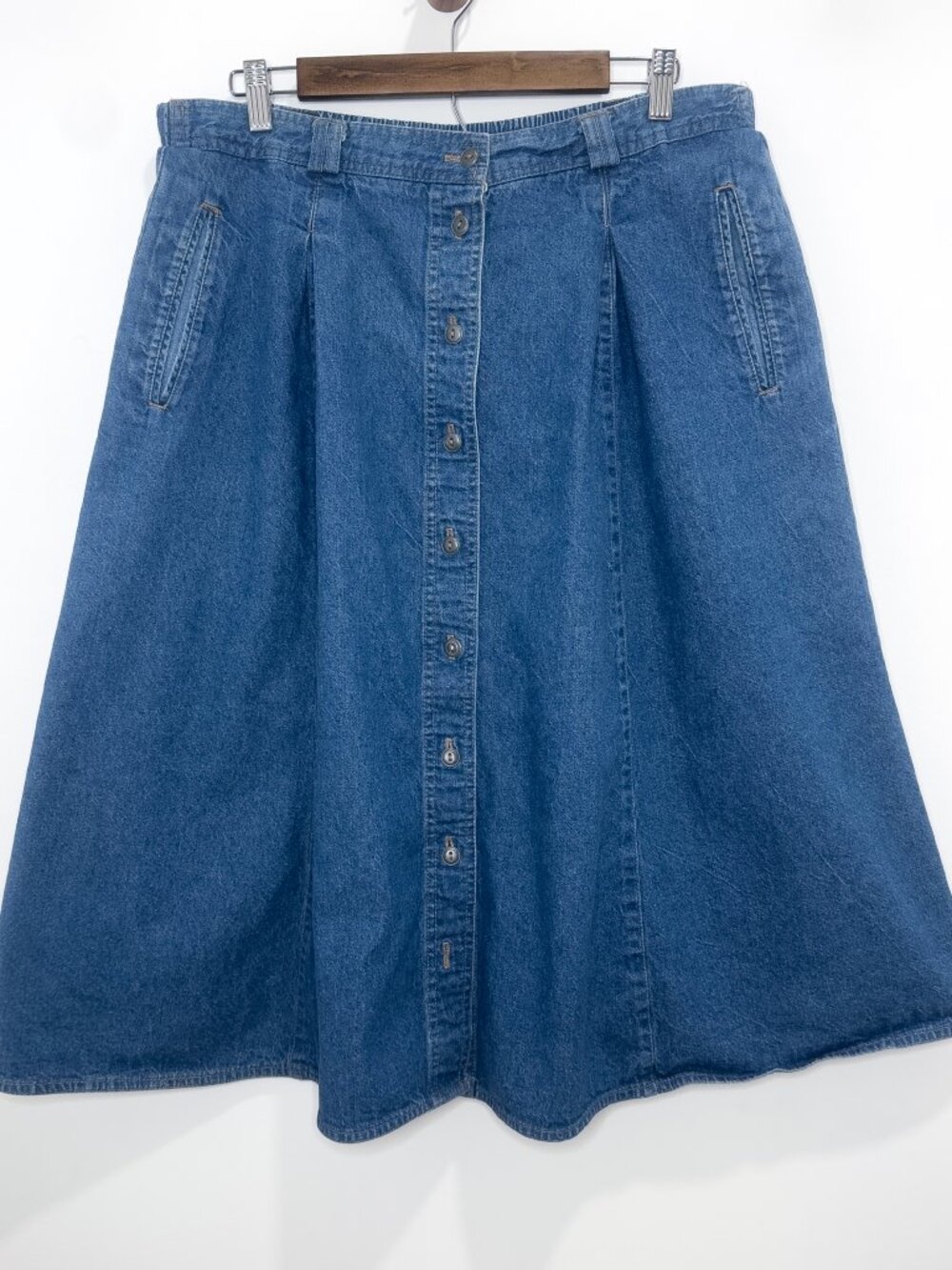 KORET Vintage Denim Pleated Midi Skirt Womens 18 Fisherman's Wife
